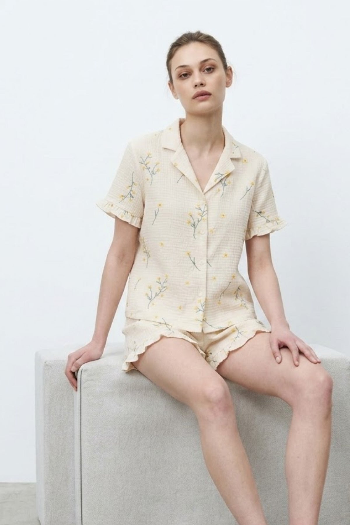 Kadın Premium Fırfırlı Pijama Takımı