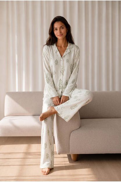 Kadın Desenli Basic Kış Pijama Takımı