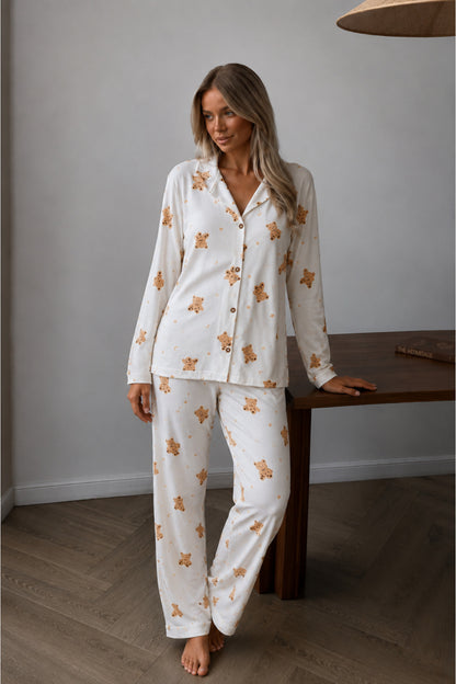 Kadın Düğmeli Uzun Uyku Ve Pijama Takımı