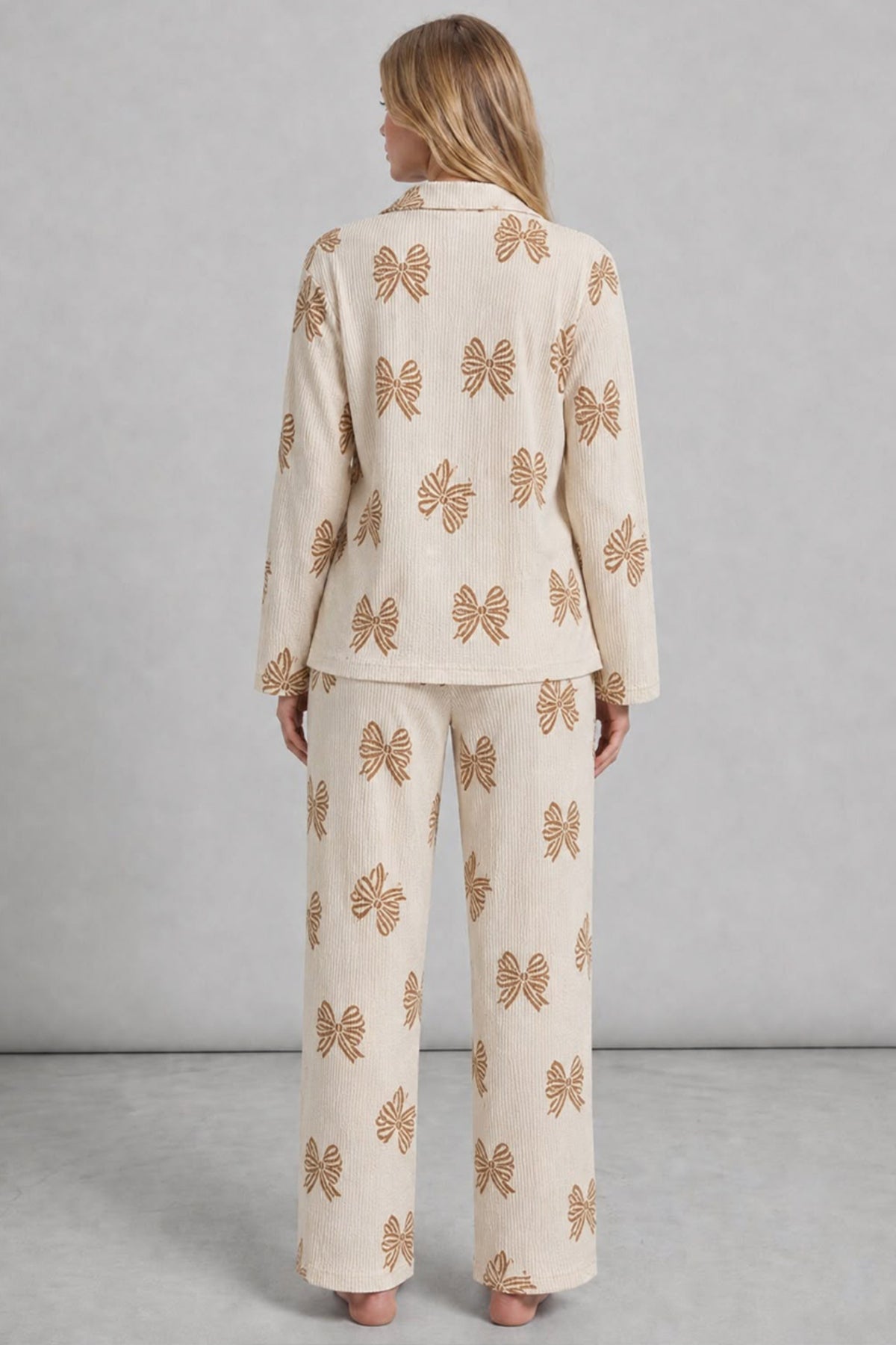 Kadın Desenli Uzun Kollu Pijama Takımı 4722