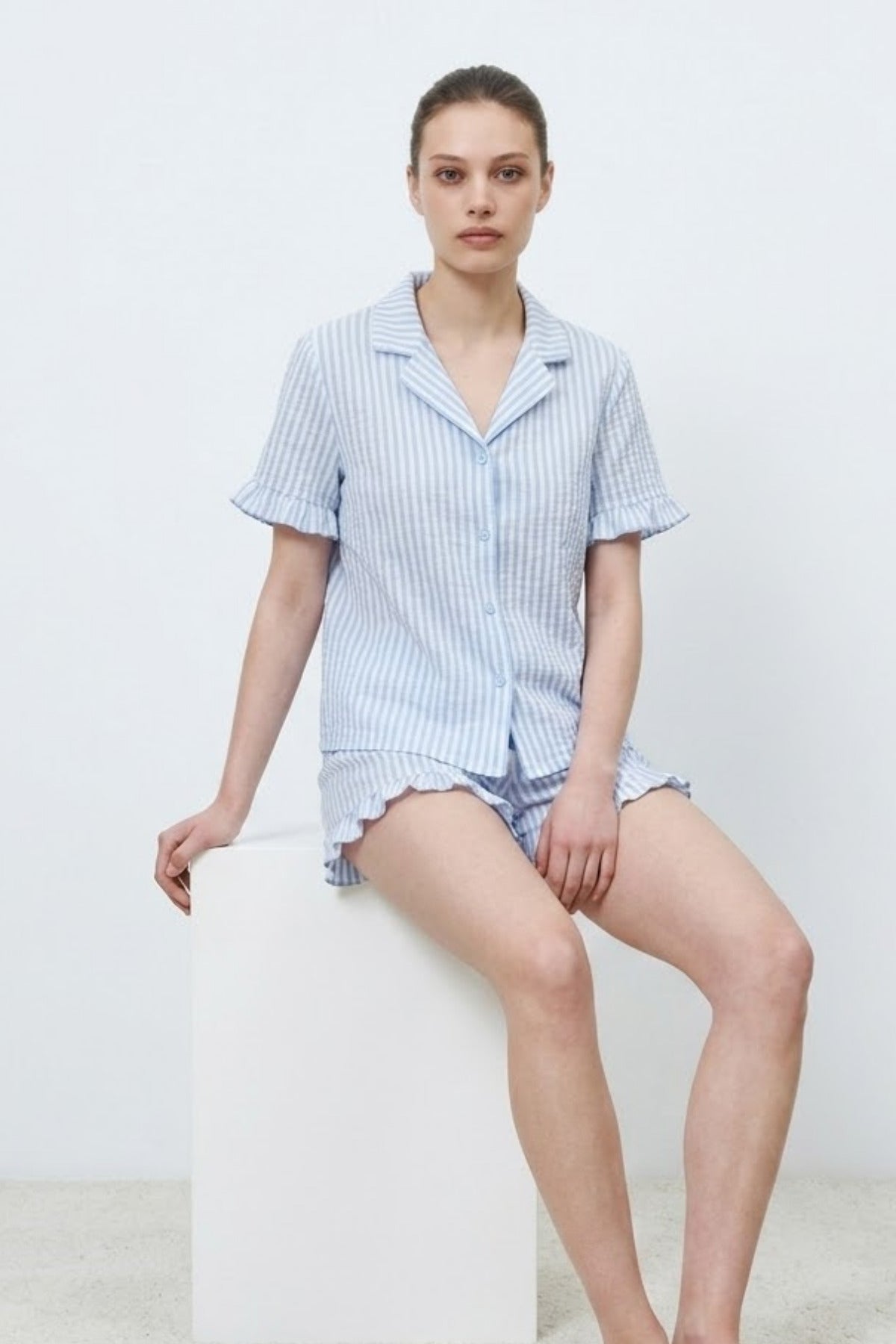Kadın Premium Fırfırlı Pijama Takımı