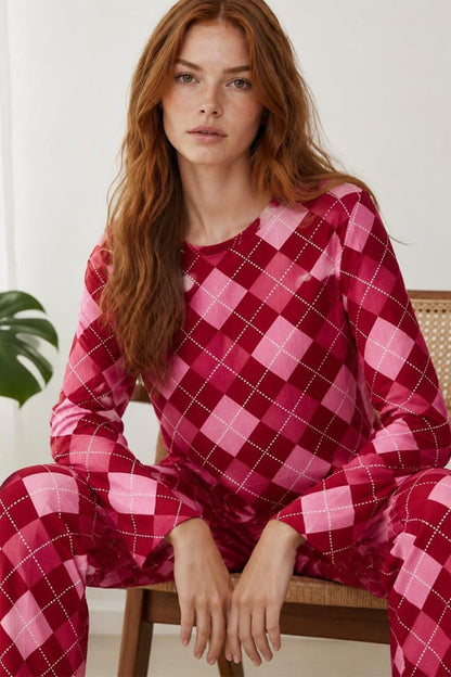 Kadın Çizgili Regular Fit Pijama Takımı 4691
