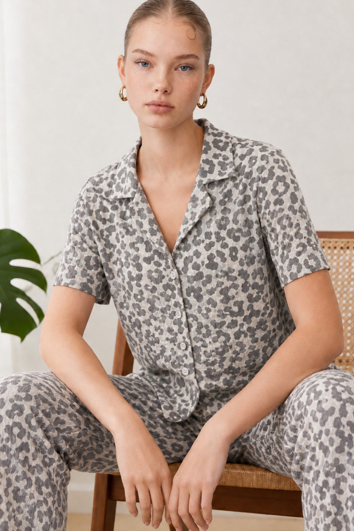 Kadın Kısa Kollu Rahat Pijama Takımı 4728