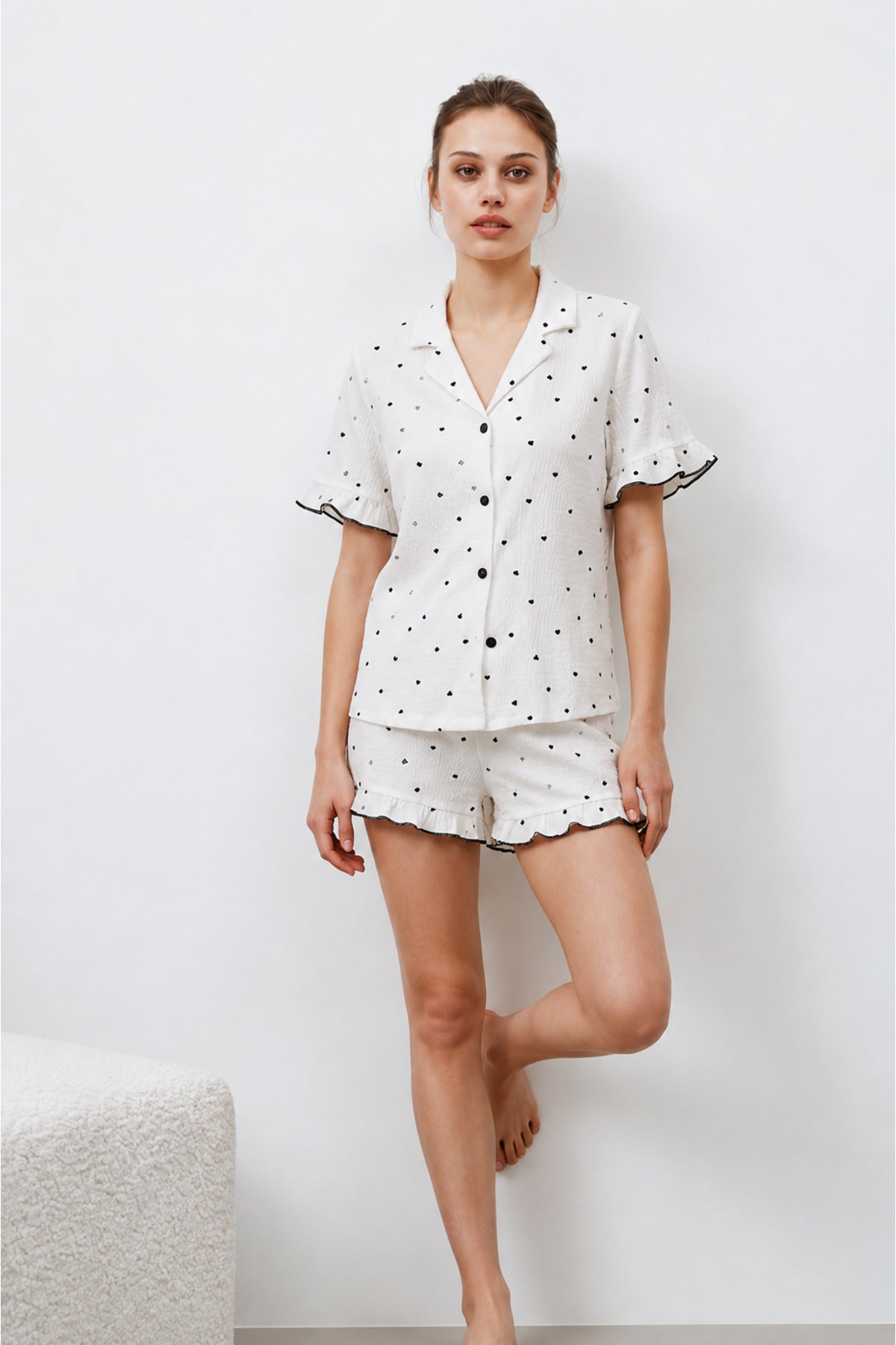 Kadın Premium Fırfırlı Pijama Takımı